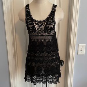 Intimately Free People XS Black Crochet Lace Cover Up Swim Beach